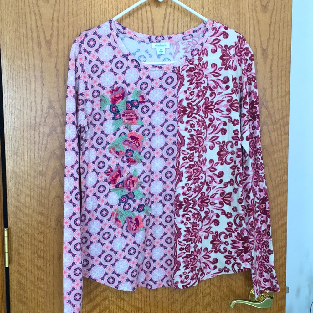 Sundance knit embroidered tee